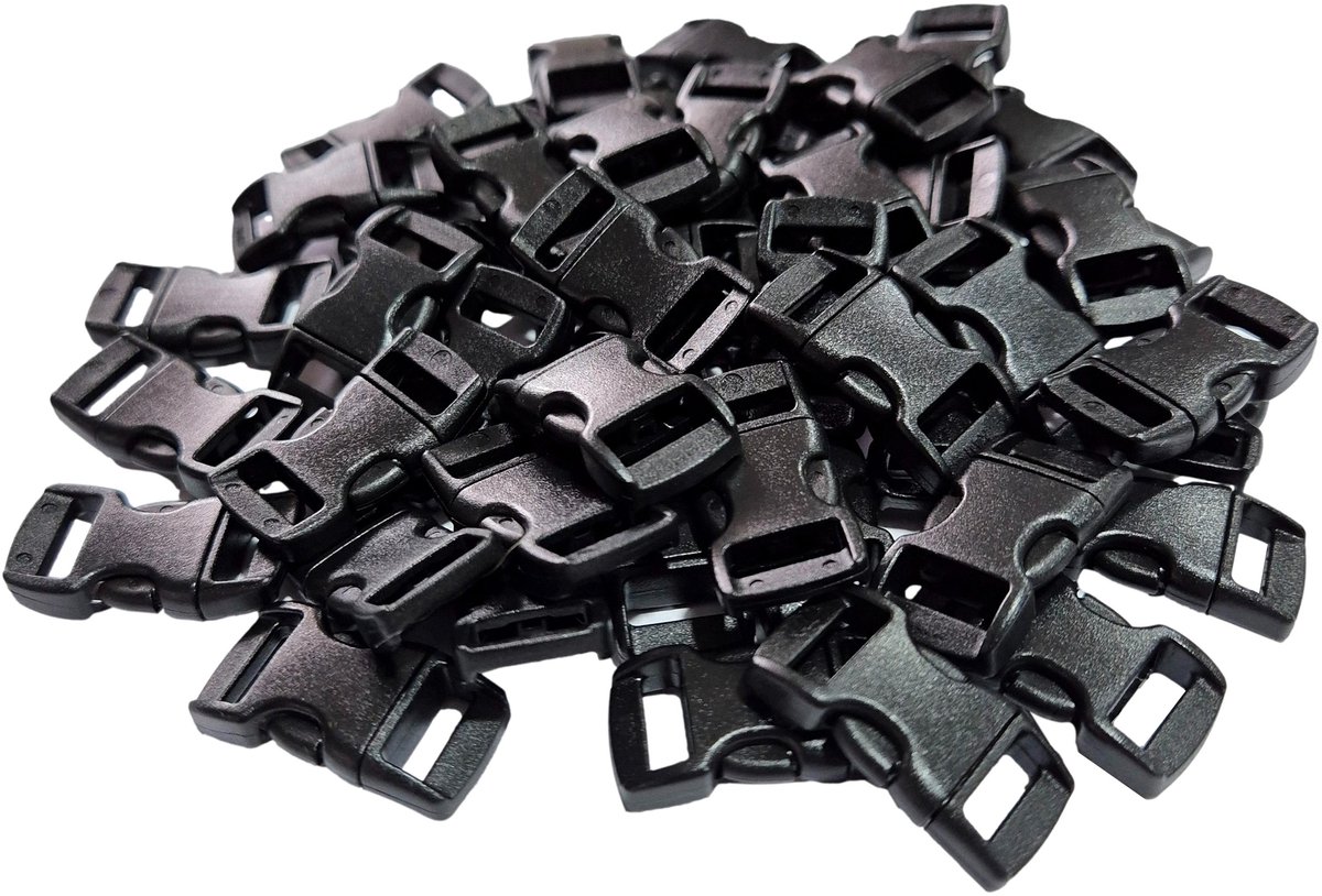 Ilènne - Paracord sluiting Zwart - 50 stuks - kunststof – click sluitingen voor armband