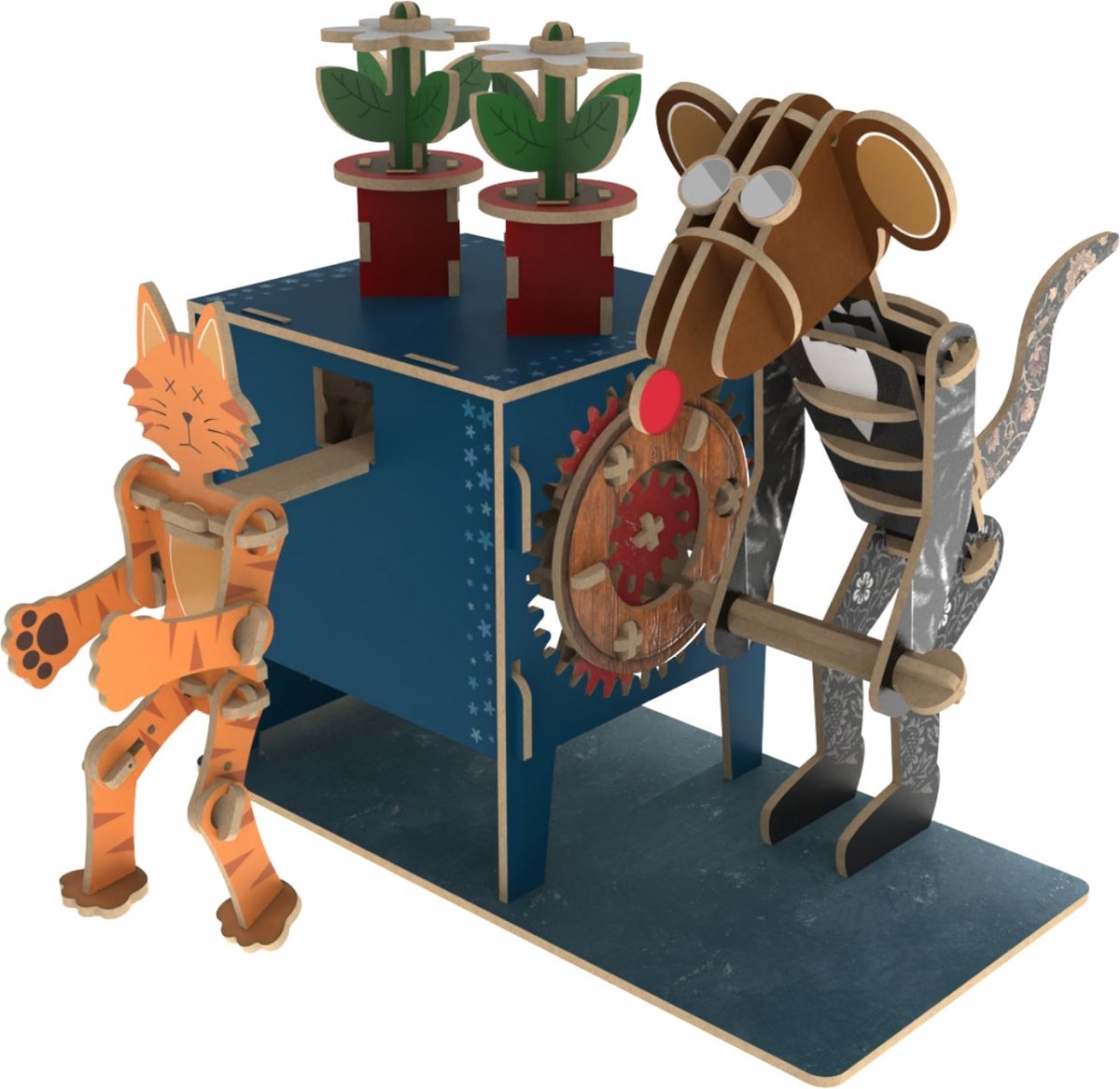 Ilo Build 3D Mechanische Houten Modelbouw Flower Box, 0222, 23x18,5x19,5cm