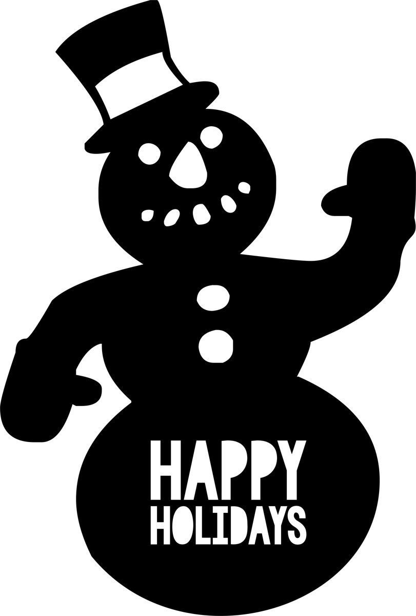 Statische raamsticker Happy Holidays - sneeuwpop- HERBRUIKBAAR