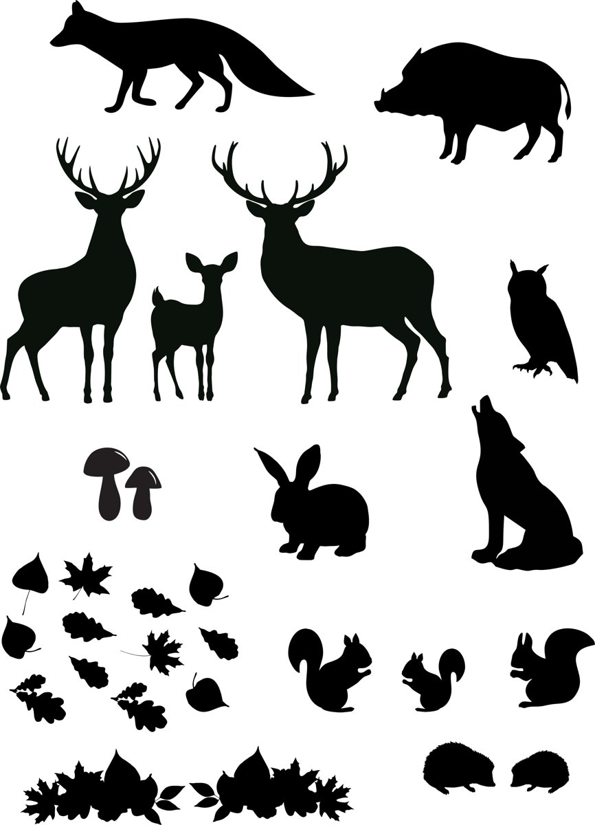 Uitbreidingsset stickers Bosdieren, HERBRUIKBAAR