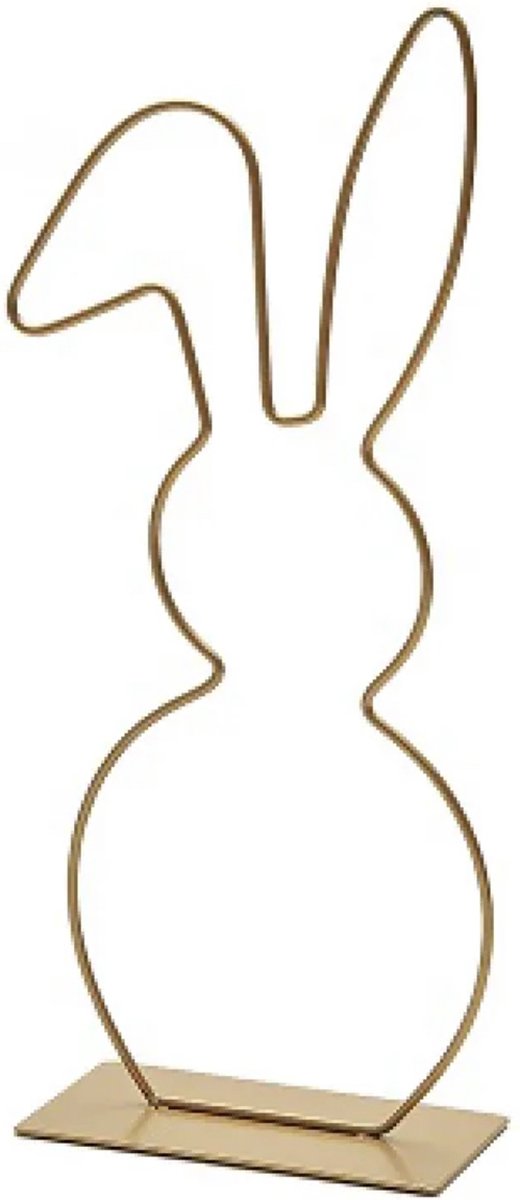 Decoratieve metalen paashaas op voet 29 cm - Goud - Bloemschikken - Pasen