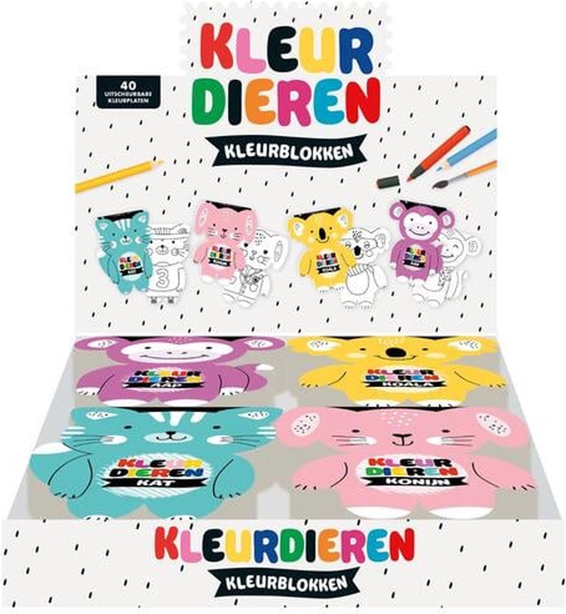 Interstat-Kleurblokken dieren - 4 assorti-Meerdere kleuren