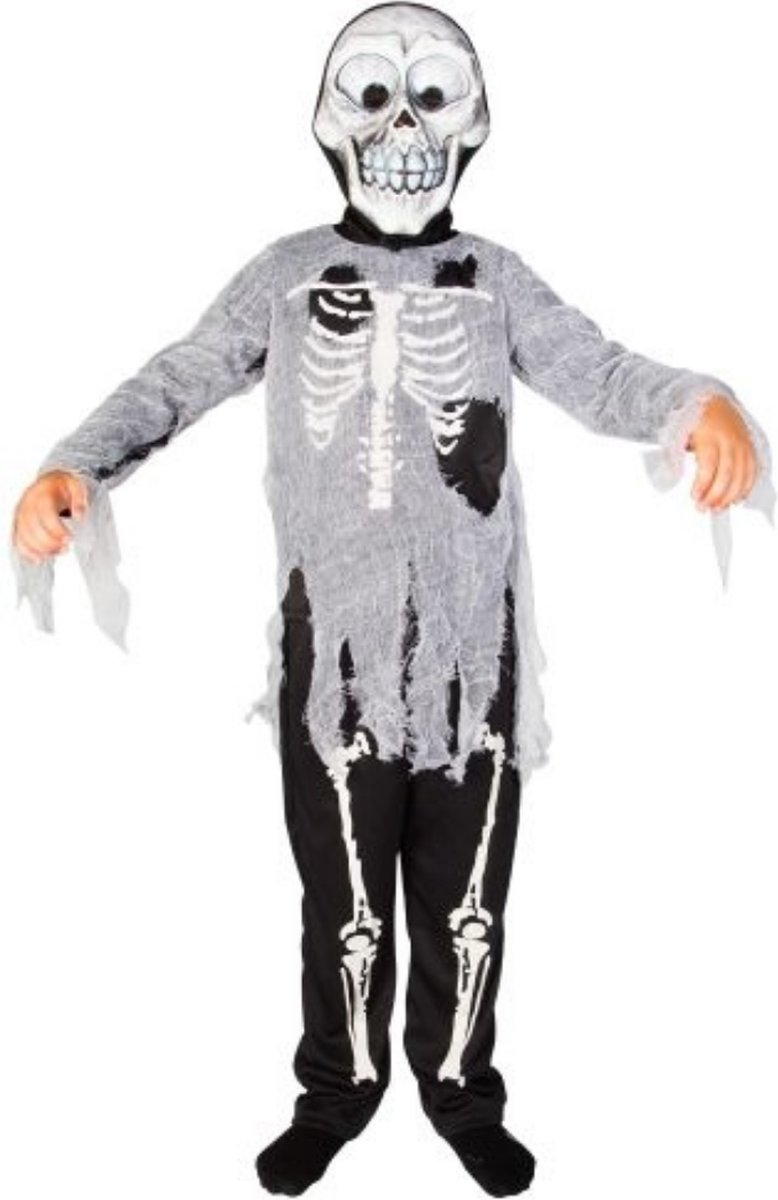 Imaginarium Zombie Skelet Kostuum - Halloween Verkleedkleding - Griezel met Masker - Maat 128-134