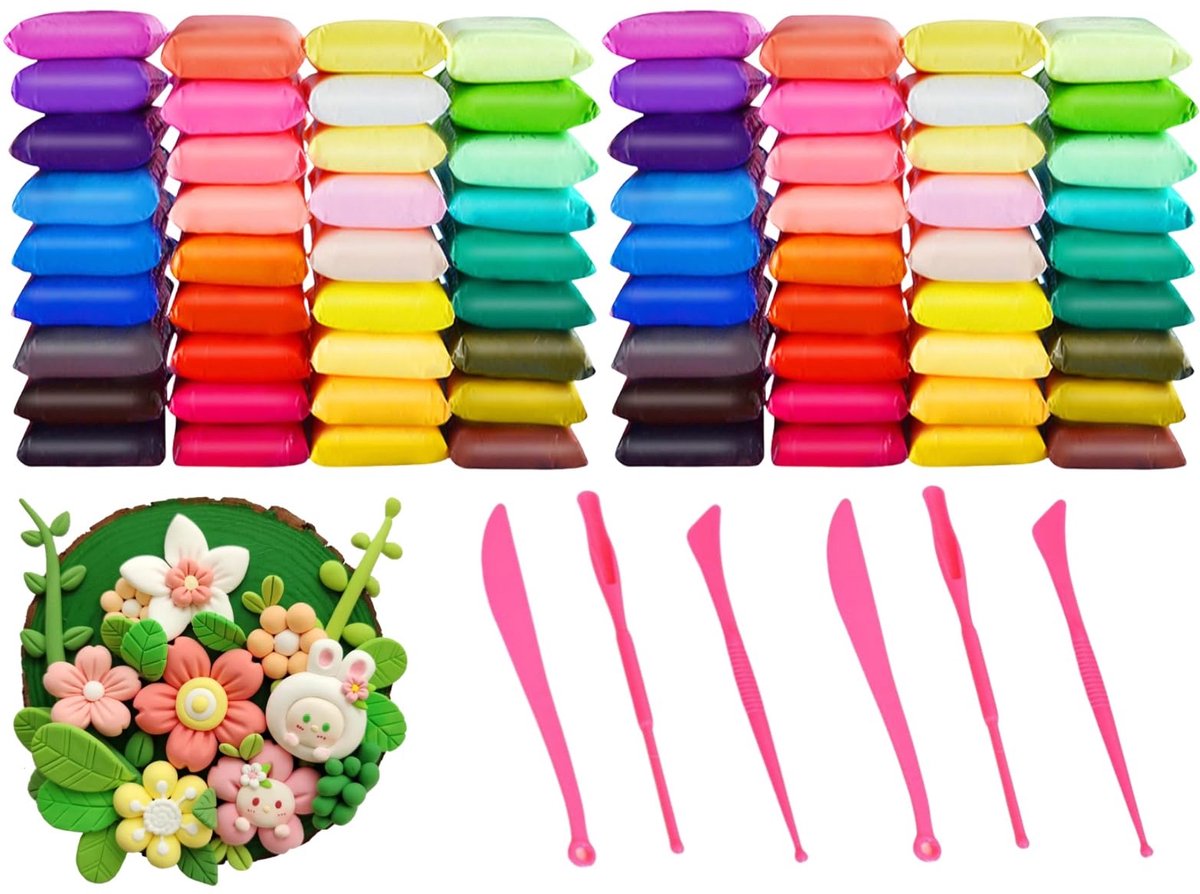 IMPERATORIS® Boetseerklei - Polymeer Klei - Een Ideaal Cadeau voor Schooljongens en Meisjes - Herbruikbaar - Uitwasbaar - 72 stuks