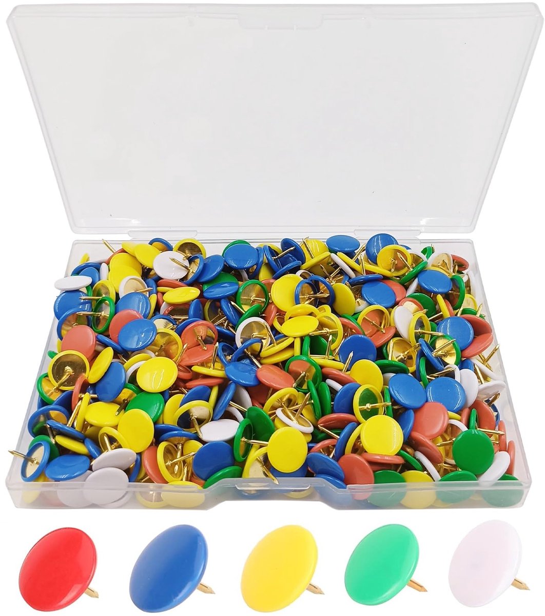 IMPERATORIS® Prikspelden - Ronde Kop-Spelden - Kaart Pushpins - Nagelspelden - Gekleurde Kop Punaises - Voor Doe-het-zelf Wandkaarten - Bulletin Board - Creatieve en Kleurrijke Prikspelden voor Hangtacks - 500 Stuks
