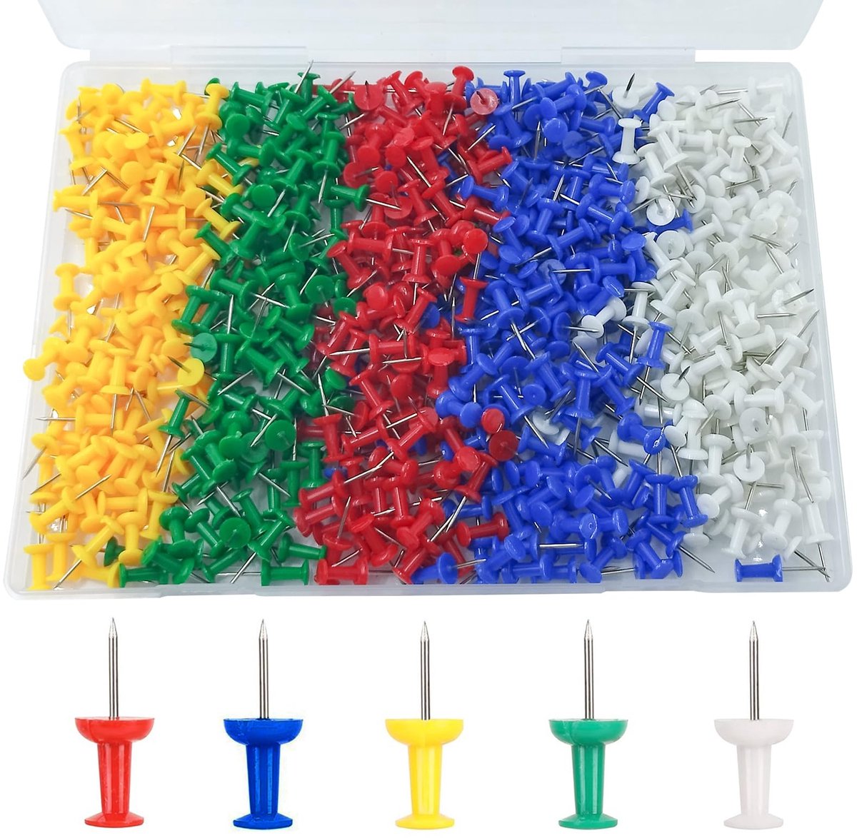 IMPERATORIS® Prikspelden - Ronde Kop-Spelden - Kaart Pushpins - Nagelspelden - Gekleurde Kop Punaises - Voor Doe-het-zelf Wandkaarten - Bulletin Board - Creatieve en Kleurrijke Prikspelden voor Hangtacks - 600 Stuks