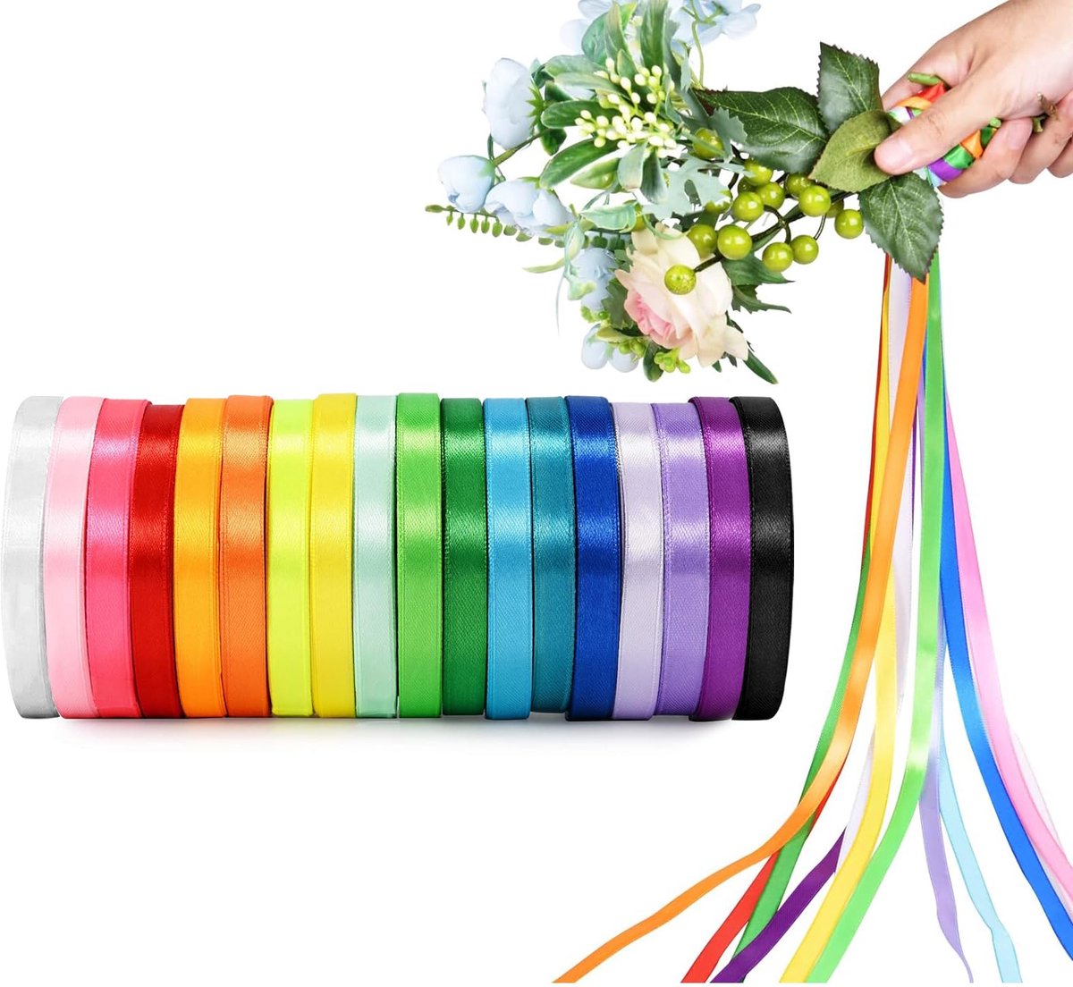 IMPERATORIS® Satijn/Cadeau Lint 10mm - Satijnlint - veelkleurig - Rol van 22m