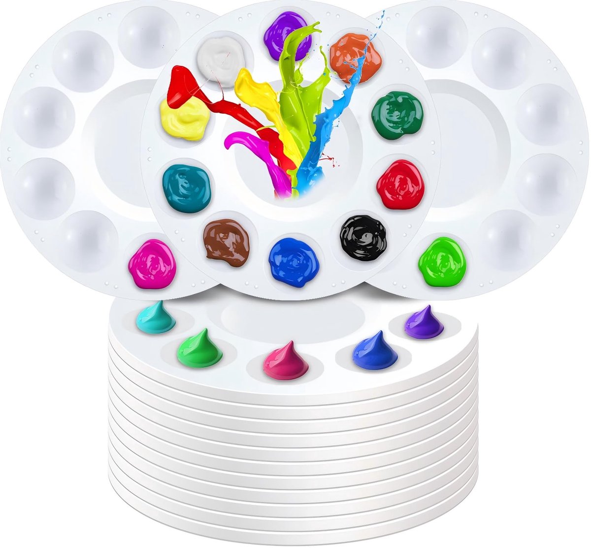 IMPERATORIS® Schilderspalet Kunststof – Verfpalet / Palet voor Schilderen – Verf Mengpalet – Voor Volwassenen en Kinderen – 18 Paletten