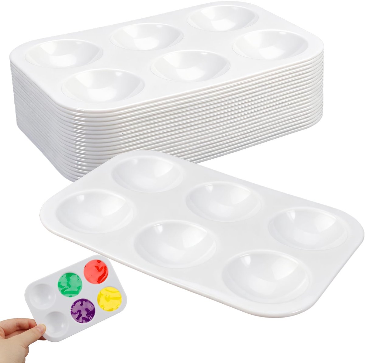 IMPERATORIS® Schilderspalet Kunststof – Verfpalet / Palet voor Schilderen – Verf Mengpalet – Voor Volwassenen en Kinderen – 20 Paletten