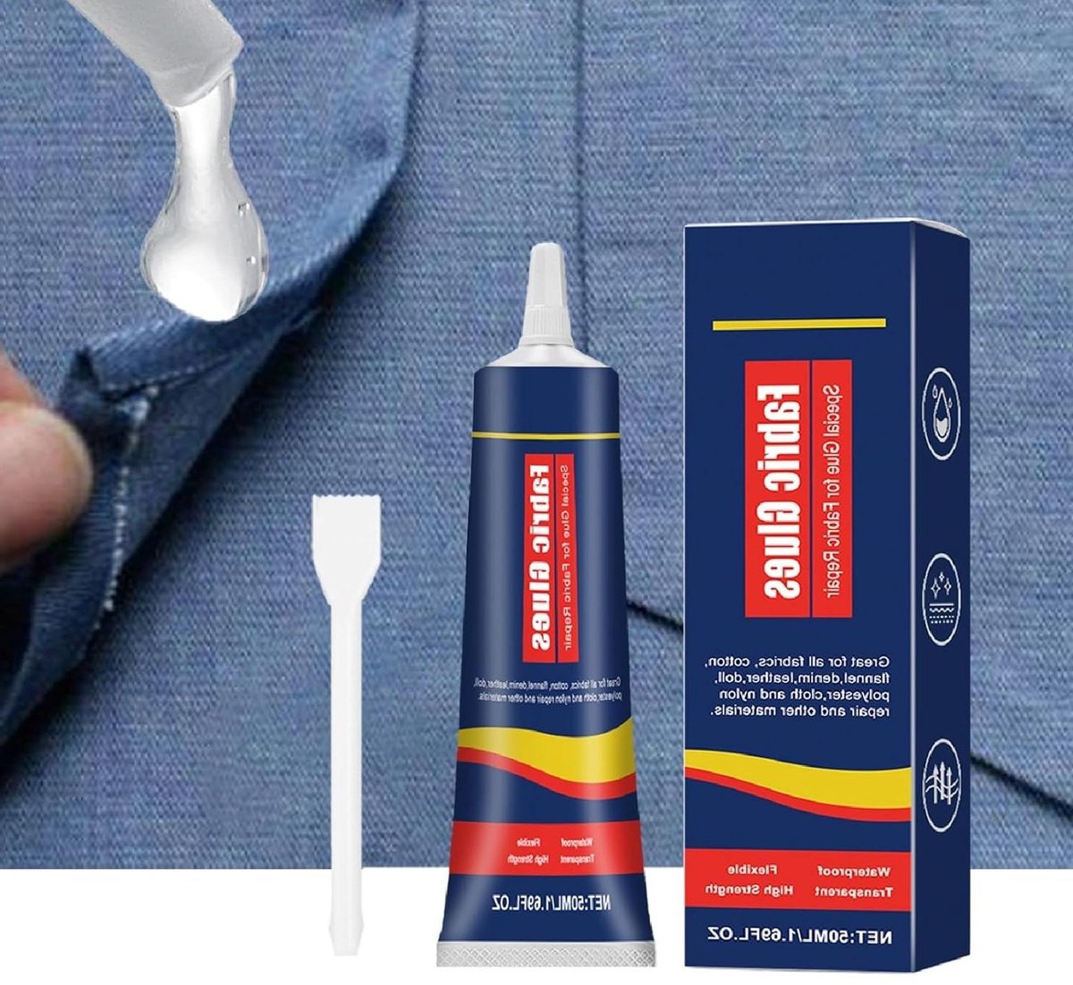 - Stoffen lijm voor creatieve hobbys, 50 ml- Naaien vloeibare lijm, 50 ml- Schoenlijm voor leer, 50 ml- Textiellijm, wasmachinebestendig, 50 ml