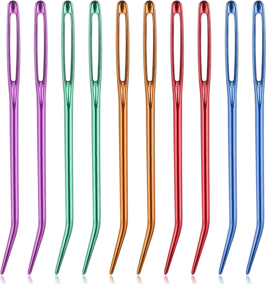 10 stuks garennaalden met groot oog - roestvrij staal - gebogen tapijt naalden - scherpe stoptapijt naalden - voor garenwol - stompe naalden - weven haaknaalden set voor gehaakte borduurprojecten