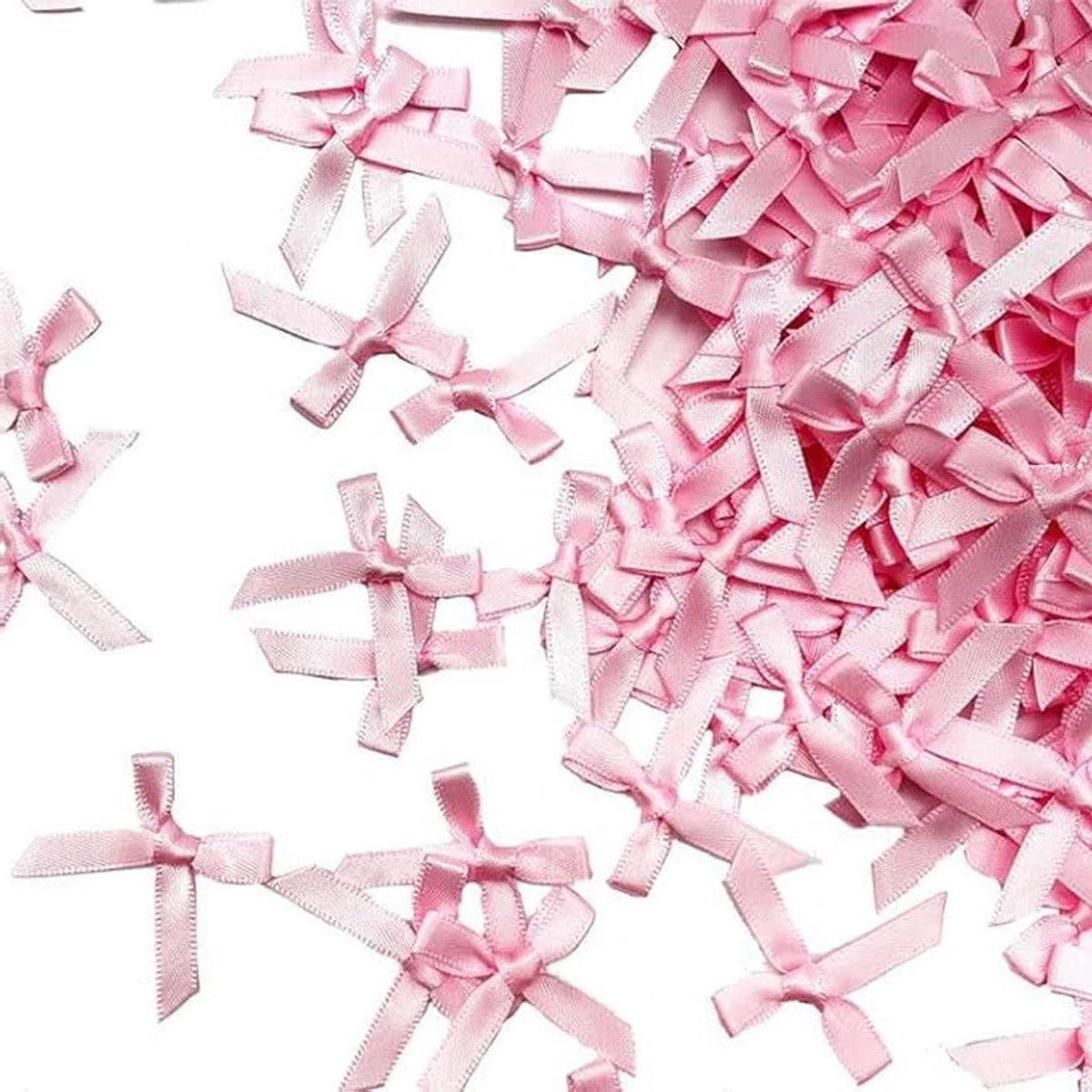 150 stuks roze satijnen linten mini-strikken voor gastgeschenken en decoratie