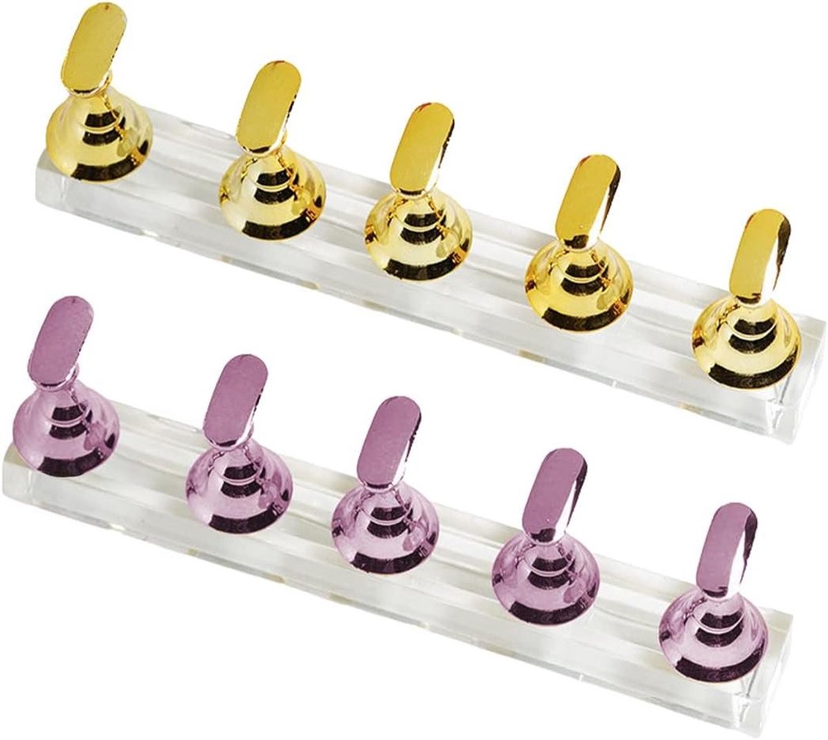 2 sets acrylnagels kunst-praktijkstandaard magnetische nagelpunthouder trainingsvingernageldisplaystandaard voor doe-het-zelf manicuresalon