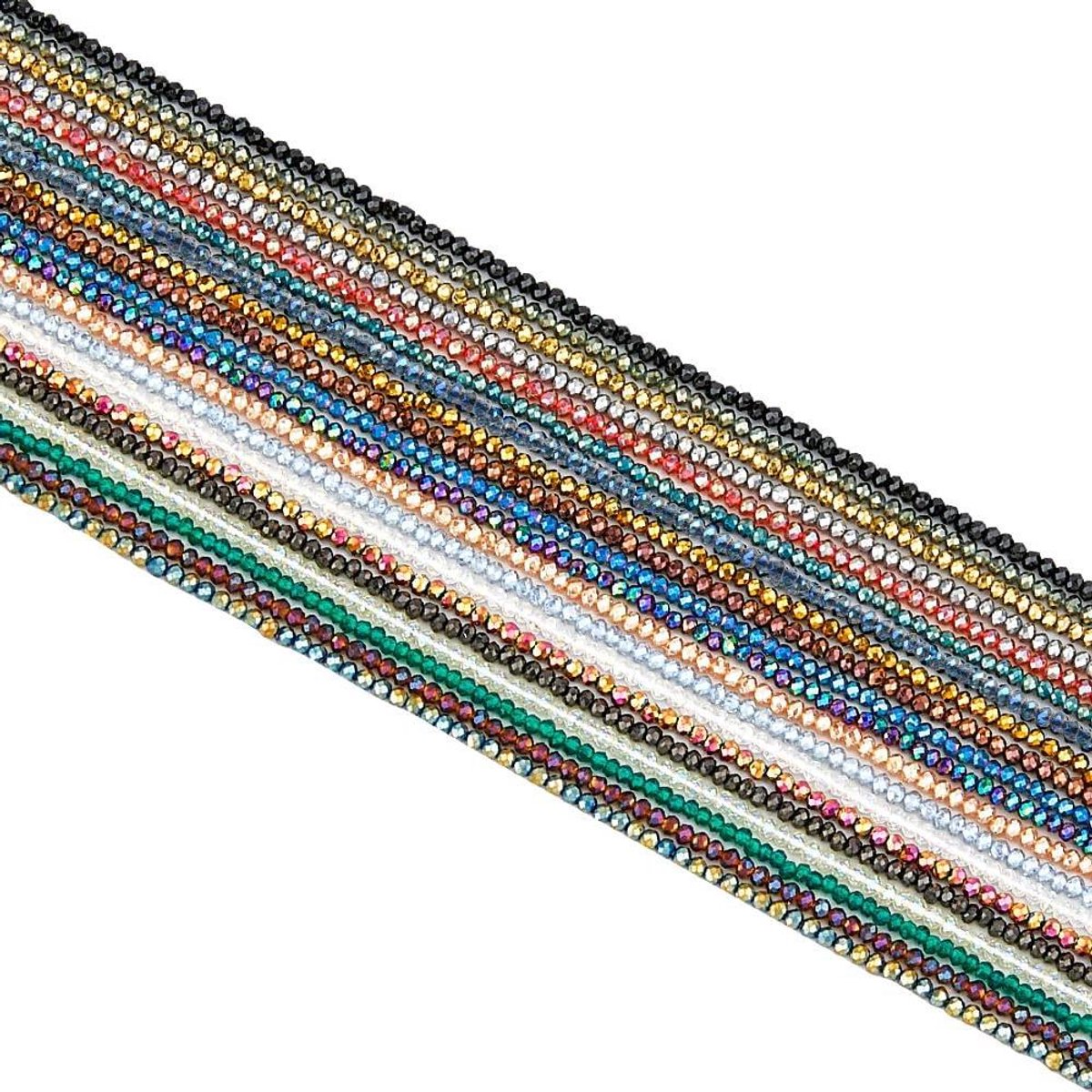 20 Strengen Galvaniseren Glas Kralen 37 ~ 37.5cm Facet Rondelle Glas Kristal Kralen Strengen Spacer Kralen Assortimenten voor Sieraden Maken