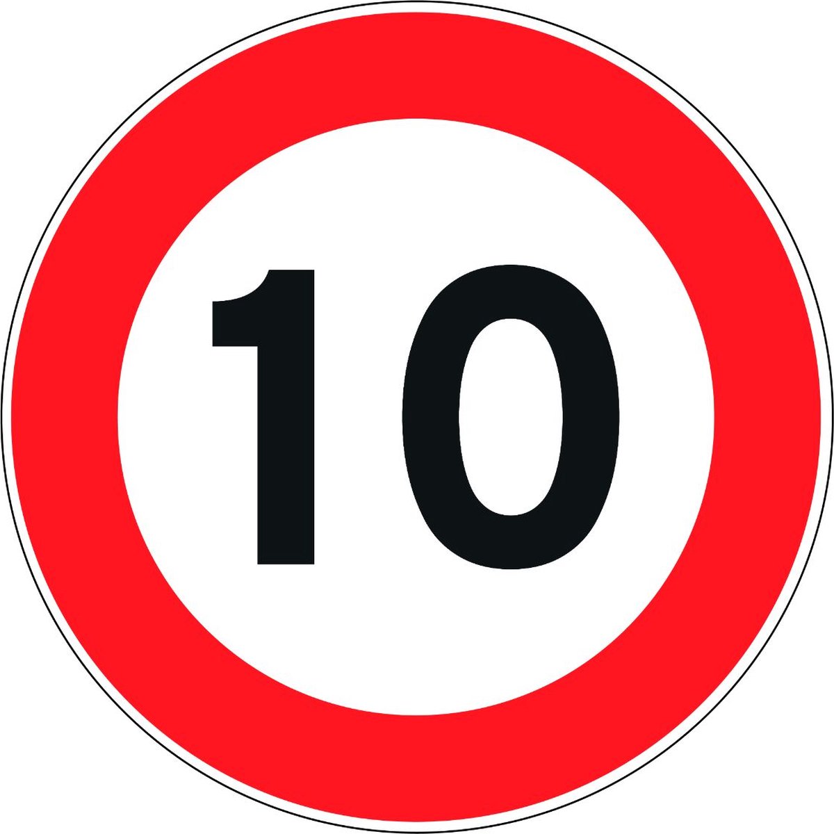 10km per uur sticker 10cm - Snelheidssticker 10 km per uur - Verbodssticker - 10km sticker - Sticker voor binnen en buiten - Waterproof
