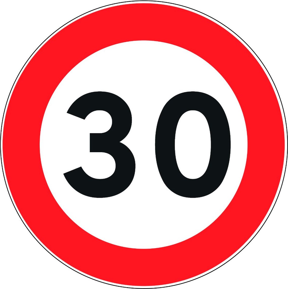 30km per uur sticker 20cm - Snelheidssticker 30 km per uur - Verbodssticker - 30km sticker - Sticker voor binnen en buiten - Waterproof