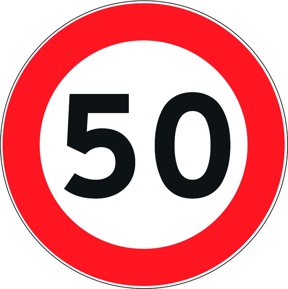 50km per uur sticker 10cm - Snelheidssticker 50km per uur - Verbodssticker - 50km sticker - Sticker voor binnen en buiten- Waterproof