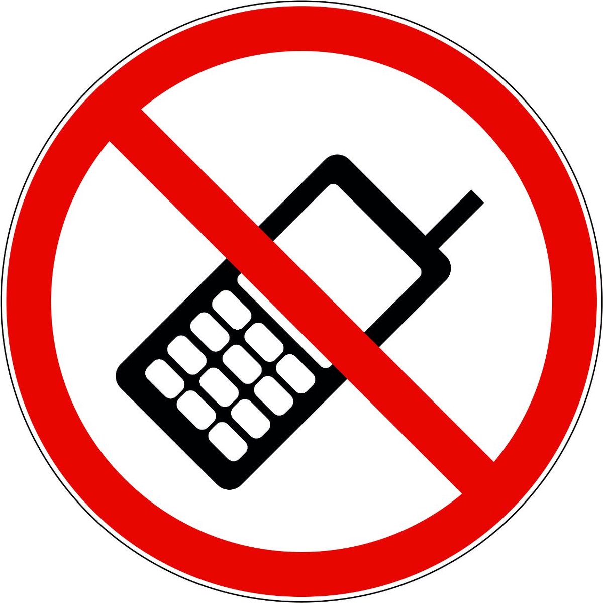 Mobiele telefoon verboden sticker 10cm - Telefoon verboden sticker - Verbodssticker - Geen mobiel sticker - Sticker voor binnen en buiten