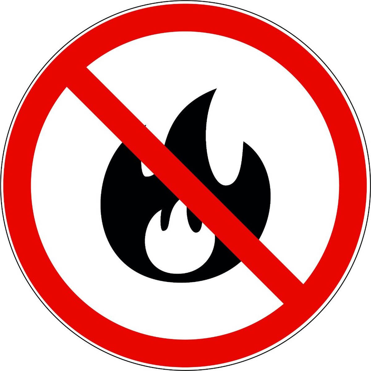 Open vuur verboden sticker 30cm - Vuur verboden sticker - Verbodssticker - Geen vuur sticker - Sticker voor binnen en buiten