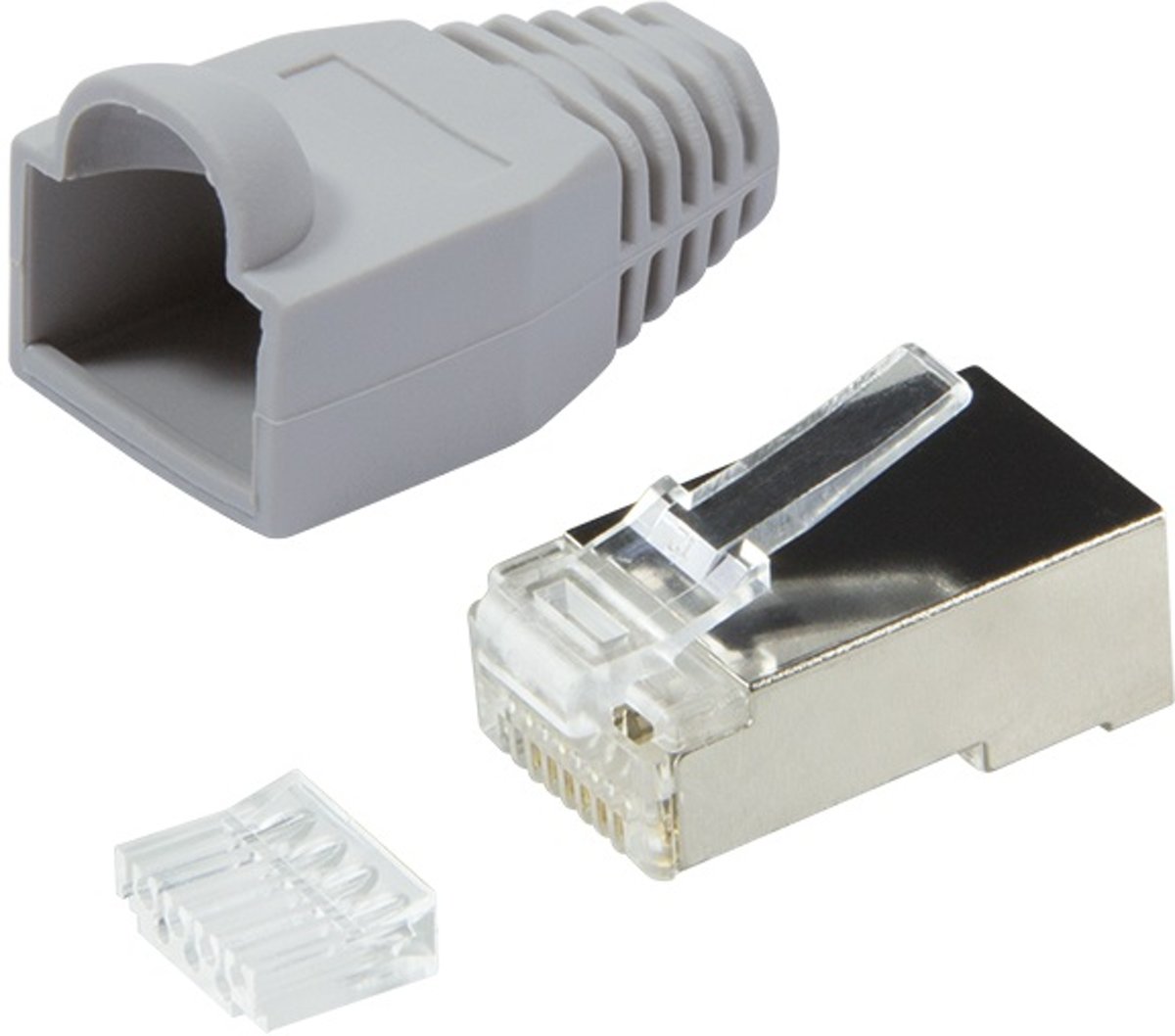 InLine RJ45 krimp connectoren voor F/UTP CAT6 netwerkkabel (flexibel) - 100 stuks / grijs