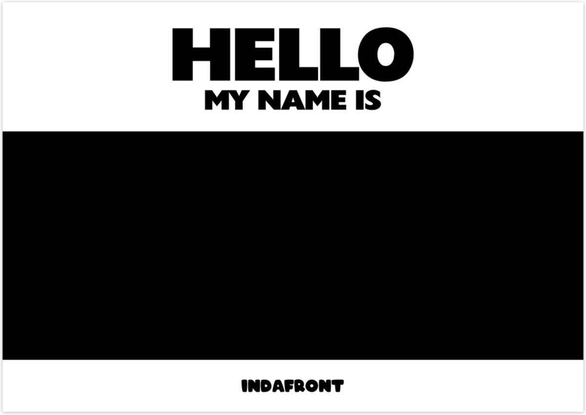 Hello My Name is Stickers - Zwart Inverted - 50 stuks