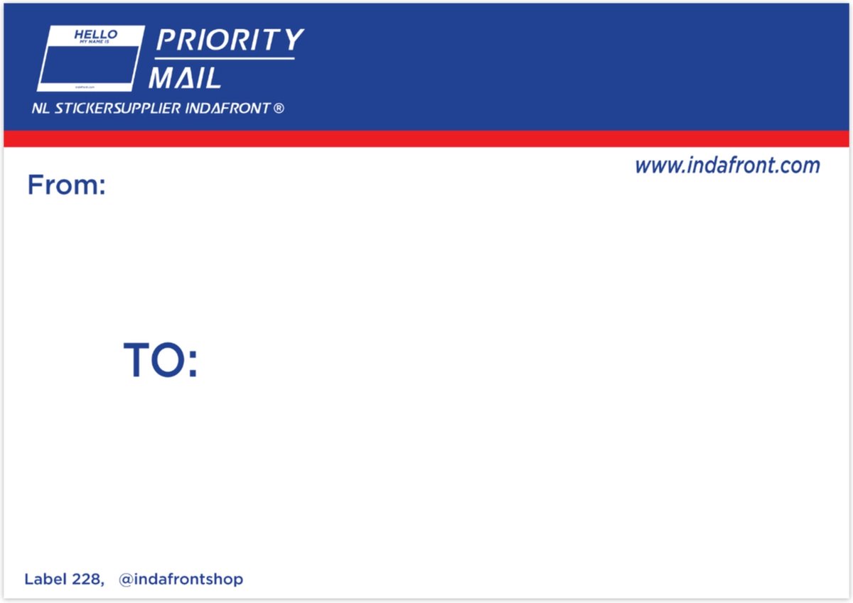 Priority Mail Stickers Blue Top Mat - 50 stuks