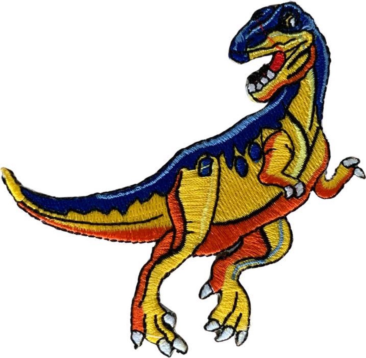 DIno T-Rex strijk embleem - patch - patches - stof & strijk applicatie - geel
