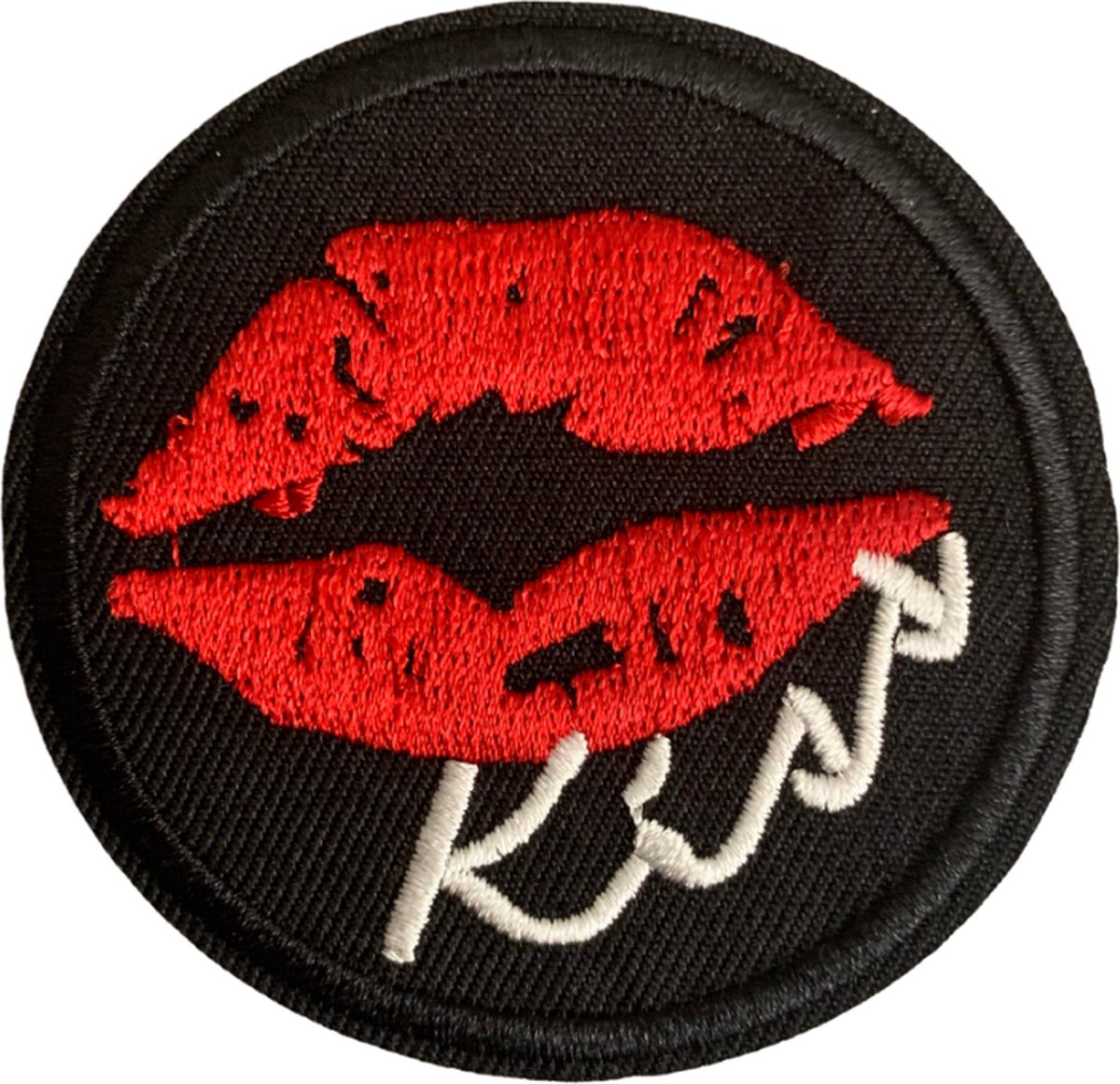 Kus - Lippen Zwart strijkapplicatie strijk embleem - patch - patches - stof & strijk applicatie