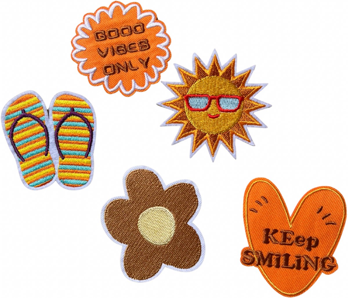 Summer - Zomer Set - Zon - Slipper Strijk Embleem Patch / Strijkapplicatie / embleem / meerkleurig / Carnaval