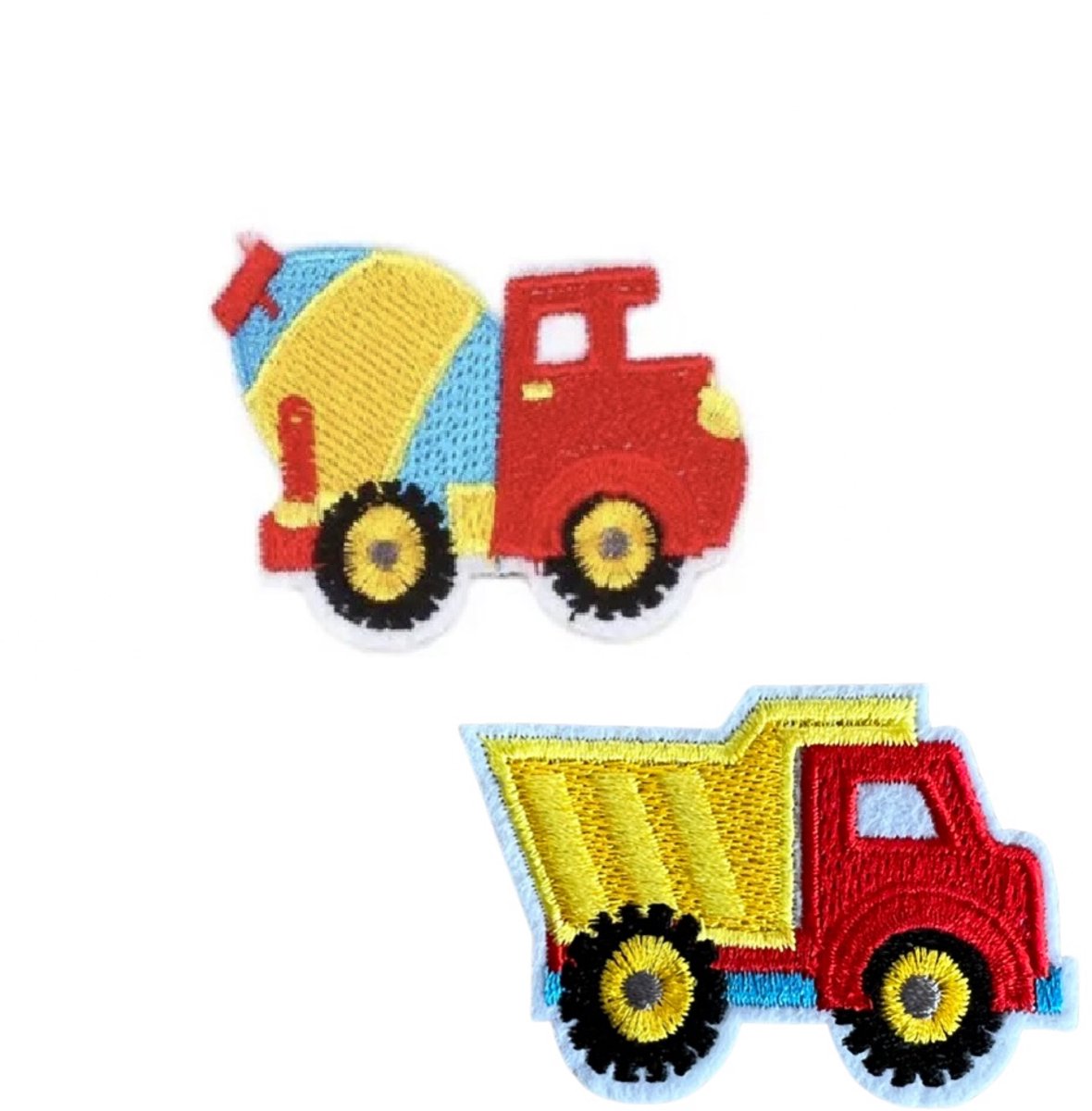 Voertuigen - auto - vrachtauto - loader - strijkapplicatie - Strijk Embleem Patch / rood - carnaval - geel
