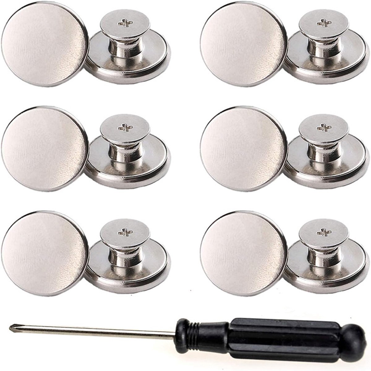 Vervangende zilveren jeansknopen, 12-pack