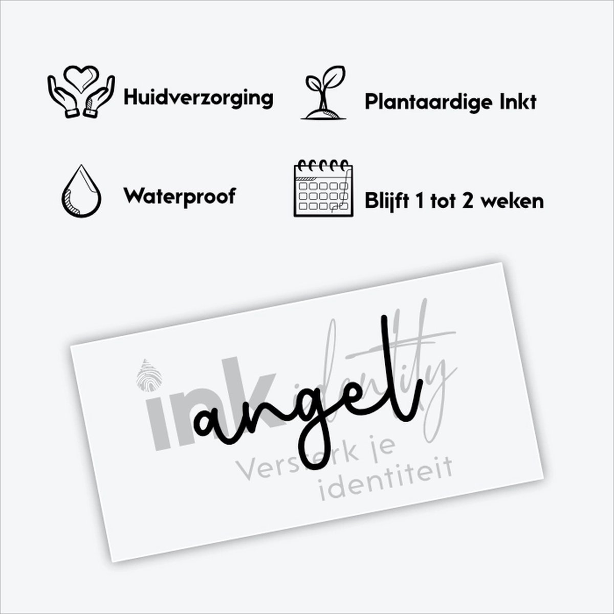 Angel - Tijdelijke Tattoo volwassenen - Plantaardige inkt - Blijft 2 weken staan - Ink Identity