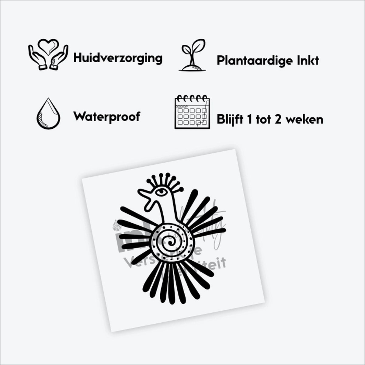 Azteekse Vogel: Symbool van Vrijheid en Spiritualiteit - Tijdelijke Tattoo volwassenen - Plantaardige inkt - Blijft 2 weken staan - Ink Identity