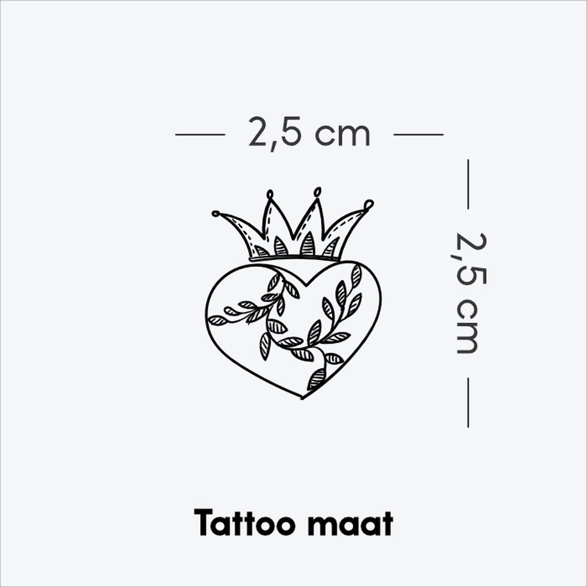 Royal Heart - Tijdelijke Tattoo volwassenen - Plantaardige inkt - Blijft 2 weken staan - Ink Identity