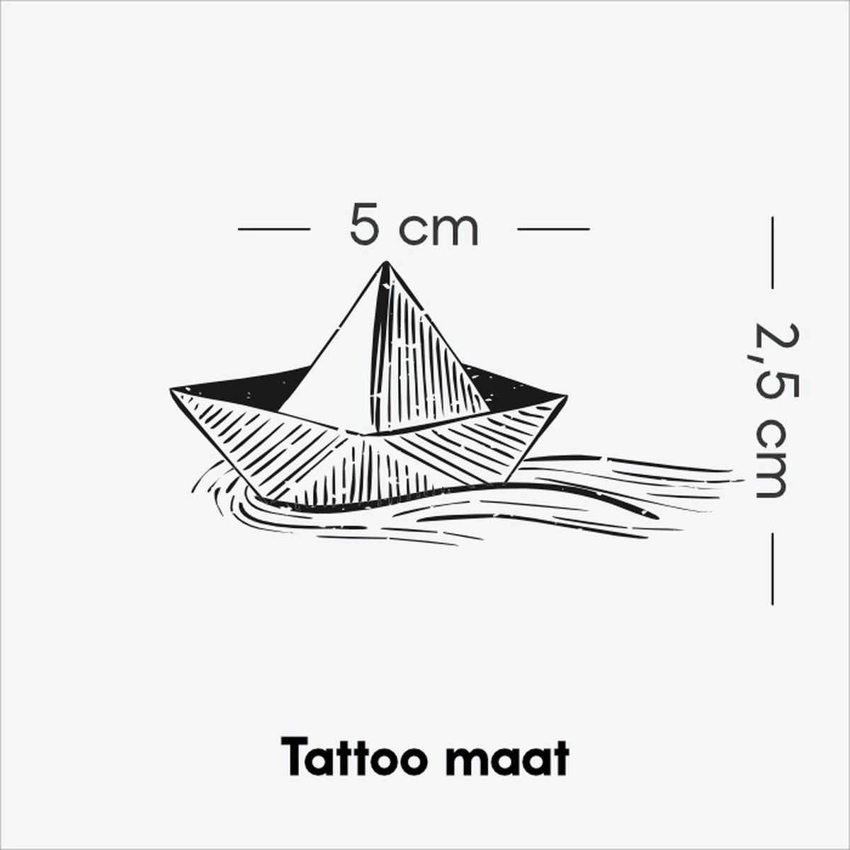 Voyage: papieren bootje - Tijdelijke Tattoo volwassenen - Plantaardige inkt - Blijft 2 weken staan - Ink Identity