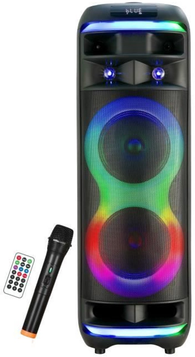Karaoke speaker - INOVALLEY - RGB - 800 Watt - Bluetooth V5.0 - Draadloze microfoon inbegrepen - Batterijduur 2 tot 3 uur - LED