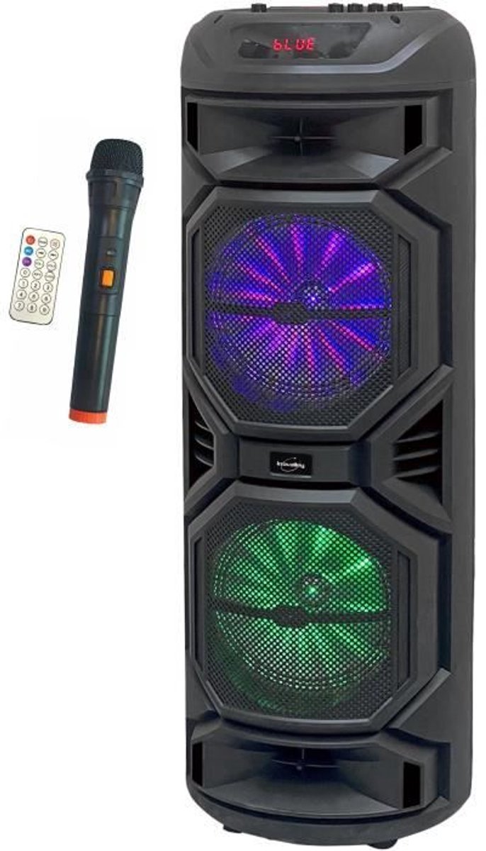 Verlichte Karaokeluidspreker - INOVALLEY - HP59-XXL - Bluetooth V5.0 - 80 cm - 800 W - Zwart