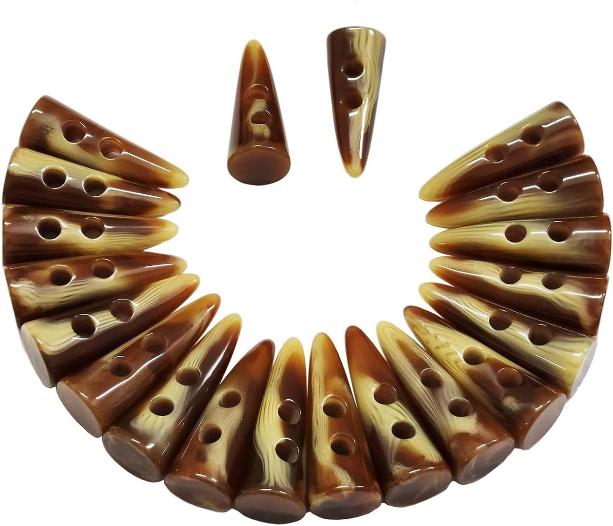   - 20x Imitatie Hoorn Toggle Knopen Geschikt voor Jas Blazer Ivoor Been 5cm . - Blazer/Colbert