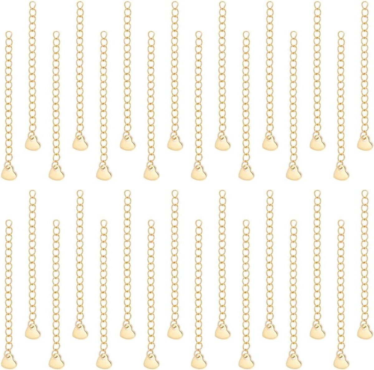 Inovra - 30 stuks 60mm Verlengketting 304 Roestvrij Staal Twisted Ketting 60mm Lang Gouden Staartketting Verwijderbare Verlengketting voor Valentijn Sieraden Ketting Oorbel Armband Sleutelhanger Maken