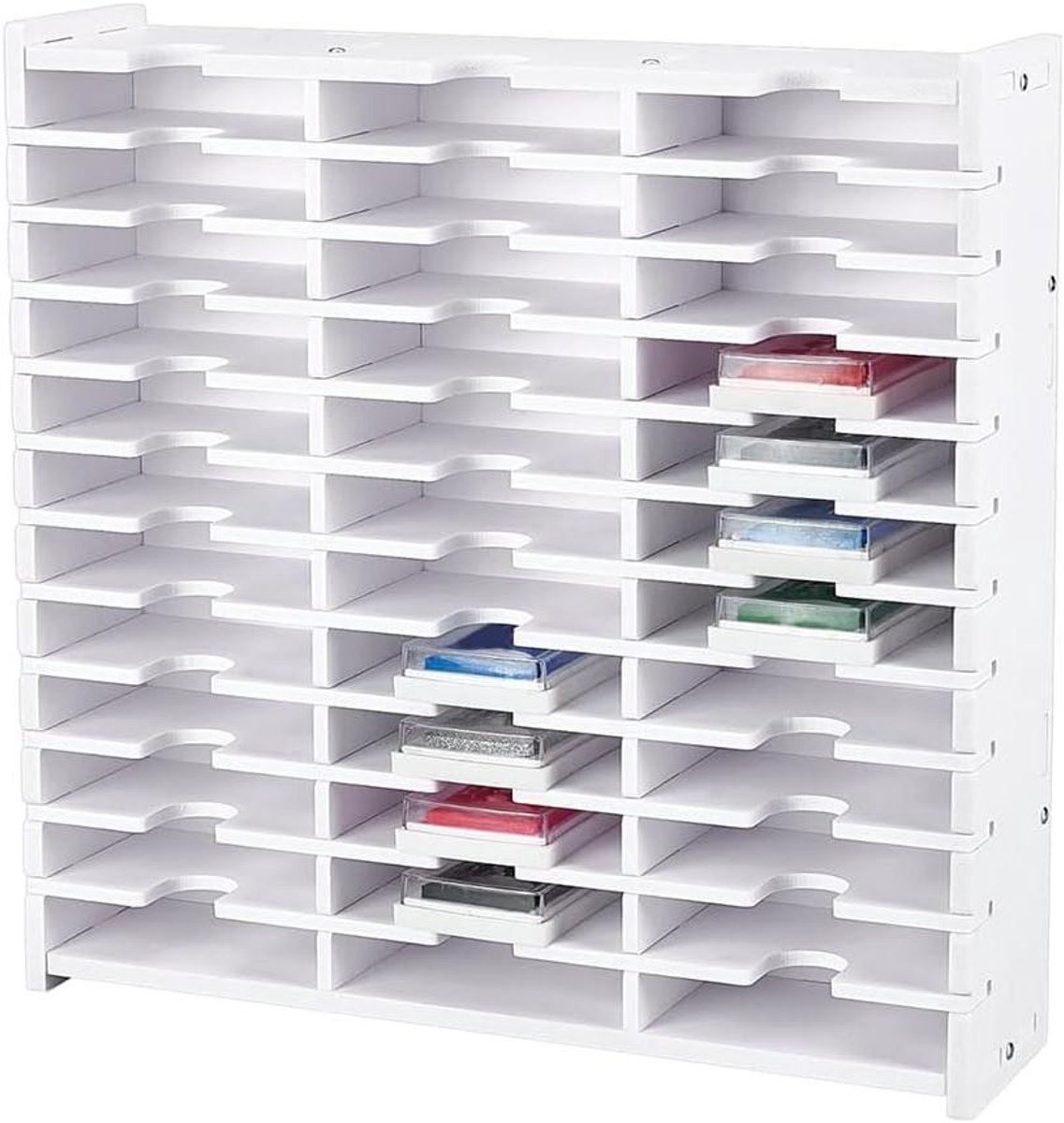 Inovra - 36-vaks Stempelkussen Opbergrek - Witte Stempelkussen Organizer voor Ambachten - Stapelbaar en Wandmontagebaar