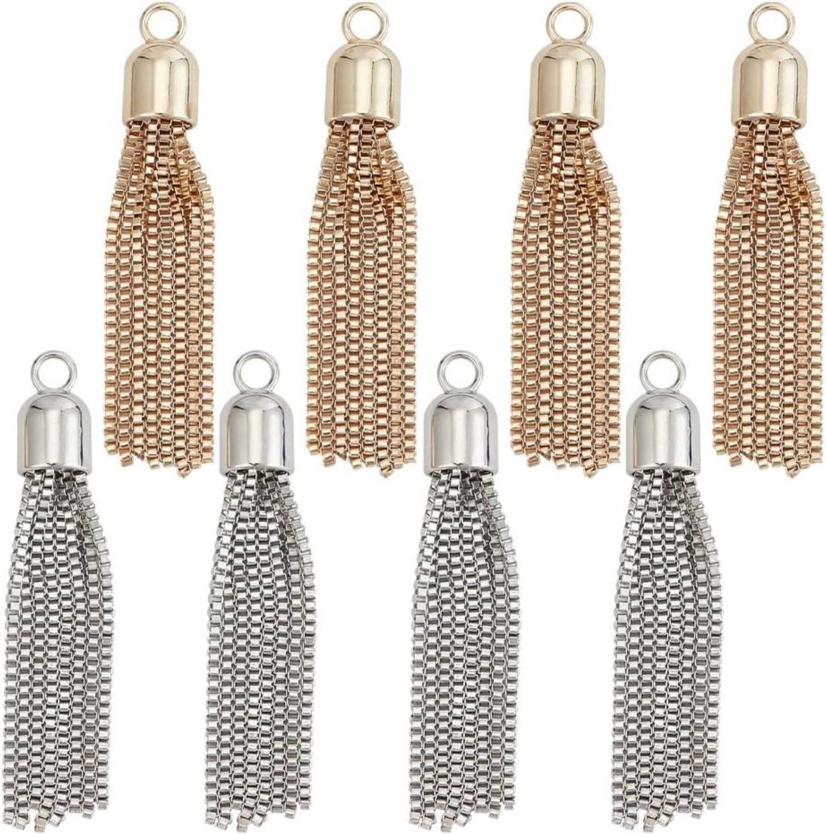 Inovra - 8 stuks kwast hangers in 2 kleuren voor boekenleggers, messing hangers met lusjes voor sleutelhangers, oorbellen en armbanden - sieraden maken en decoratie cadeau