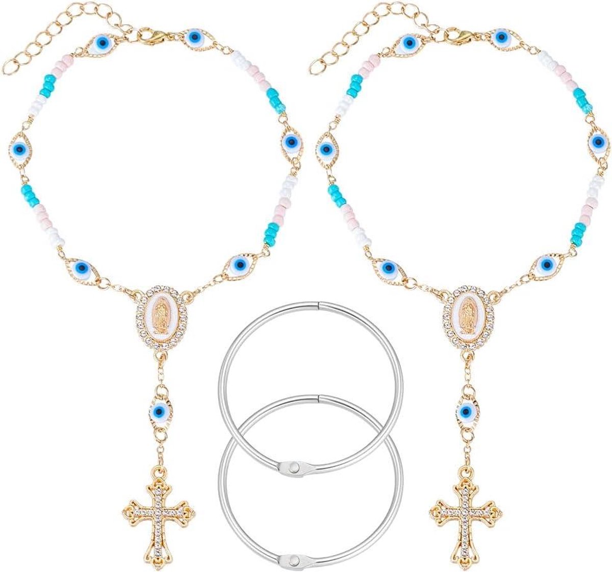   - Boze Oog Hangers Maken Kit met 4 Stijlen - Legering Kruisschakel Ringen - Scharnier Ringen voor Losbladige Ordner