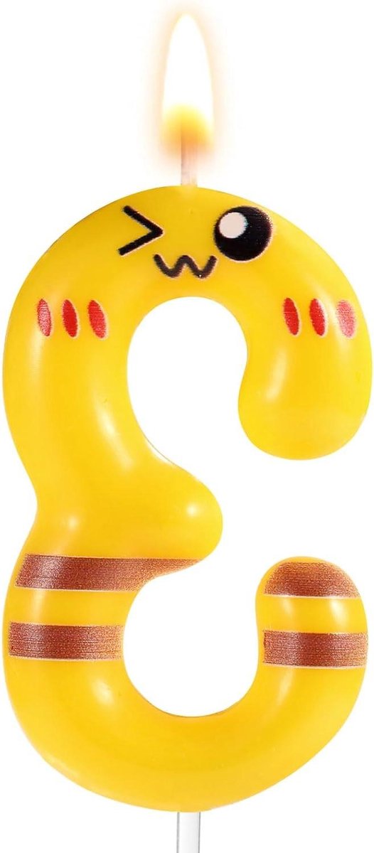 Inovra - Gele Verjaardagstaart Kaars Nummer Kaarsjes voor Verjaardagsfeestjes (3 stuks)