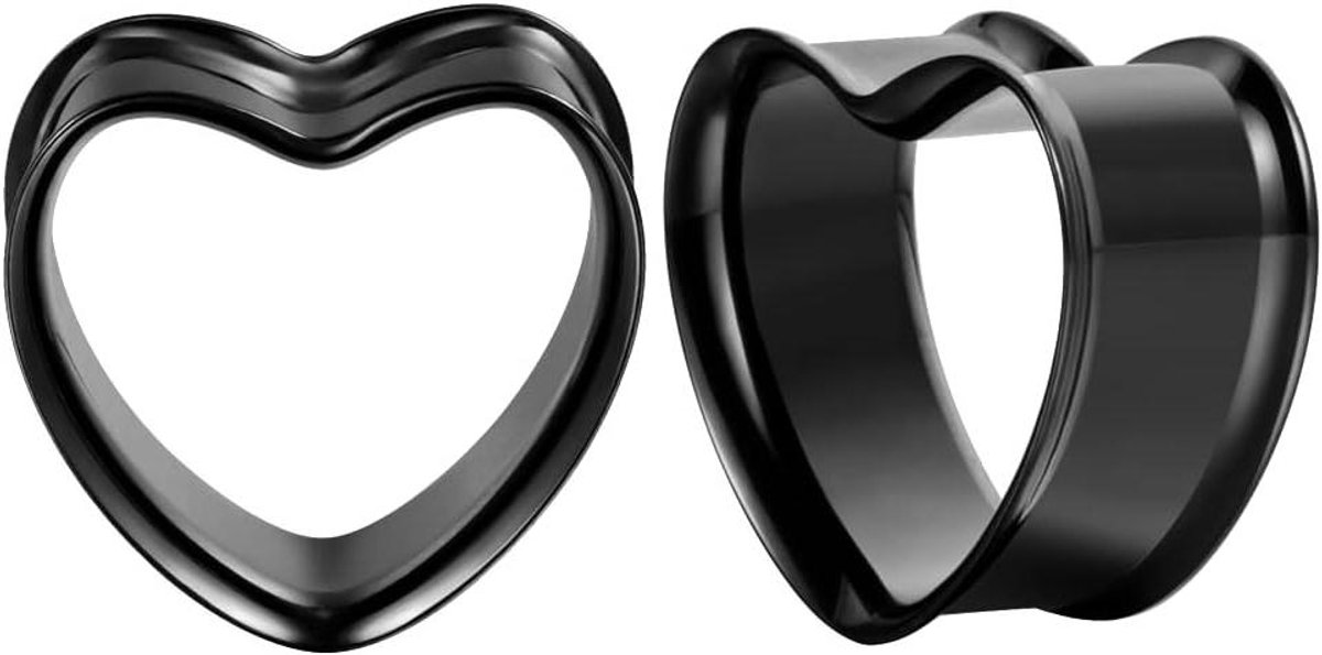 Inovra - Hartvormig hol ontwerp roestvrijstalen trompettunnel oorbel 0g-2mm, 12mm - Modieus cadeau metaalbewerking - Trendy oorpiercing uitbreidingstunnel met hartvormig design.