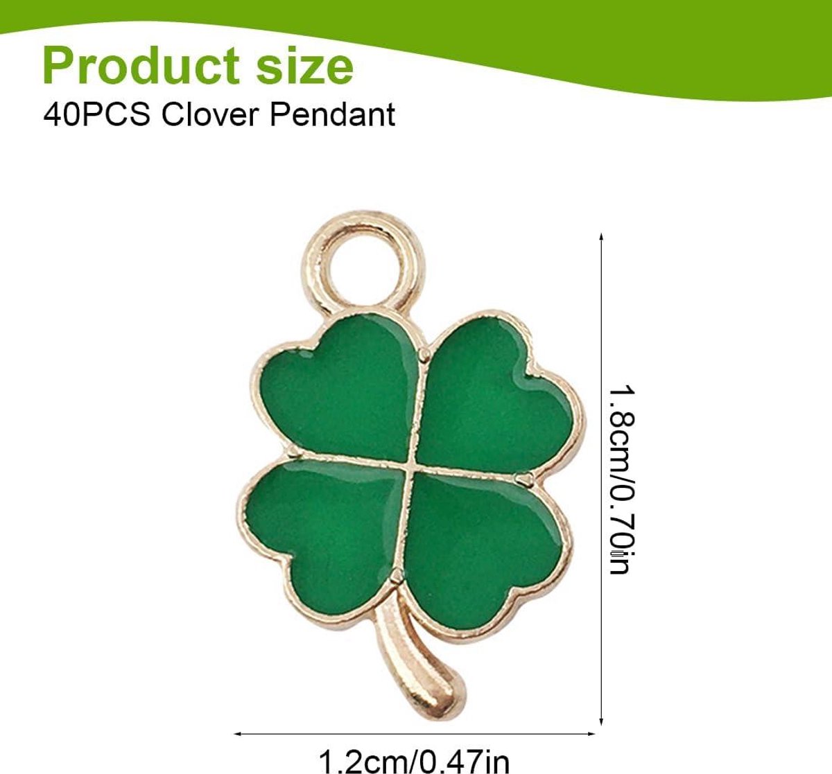   - Klaverblad geluksbrenger hangers - 40 stuks - sieraden maken - klavertje vier - Zilver . - Hobbybedel