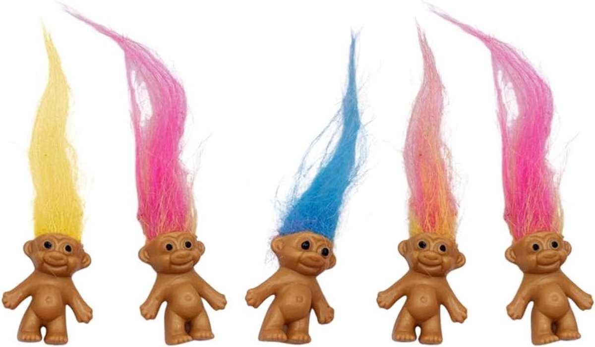 Inovra - Mini-troll-poppen oldtimer 5 stuks - PVC gelukspop mini-actiefiguren - schattige jongens - kunsthandwerk feestgeschenken - 3 cm . - Poppenmeubel