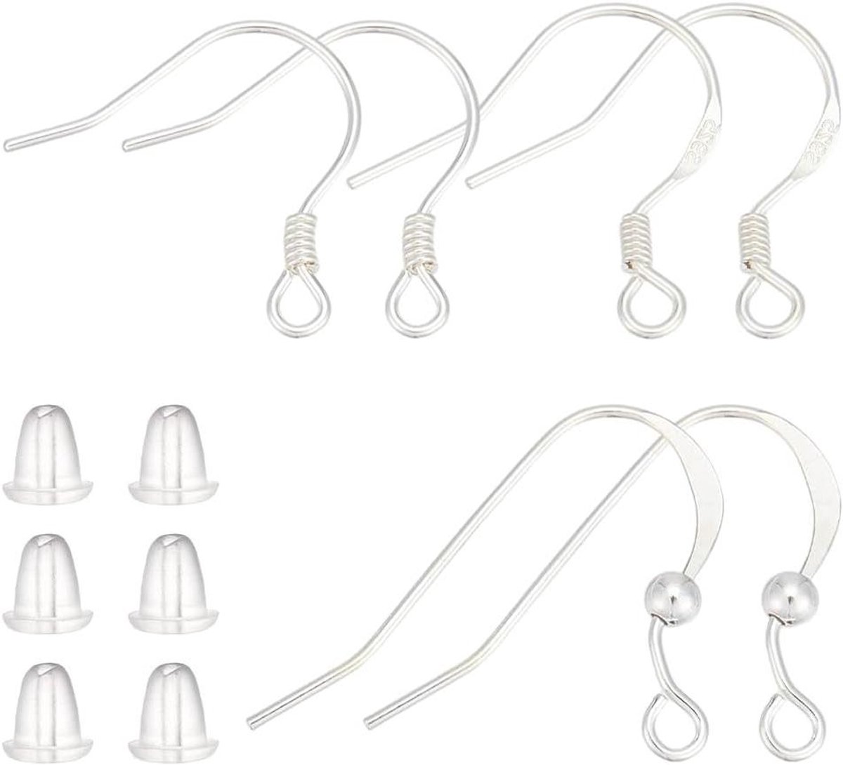 Inovra - Oorbelhaken set van 24 stuks in 3 stijlen van 925 sterling zilver - Oordraad en sluitingen voor het maken van sieraden