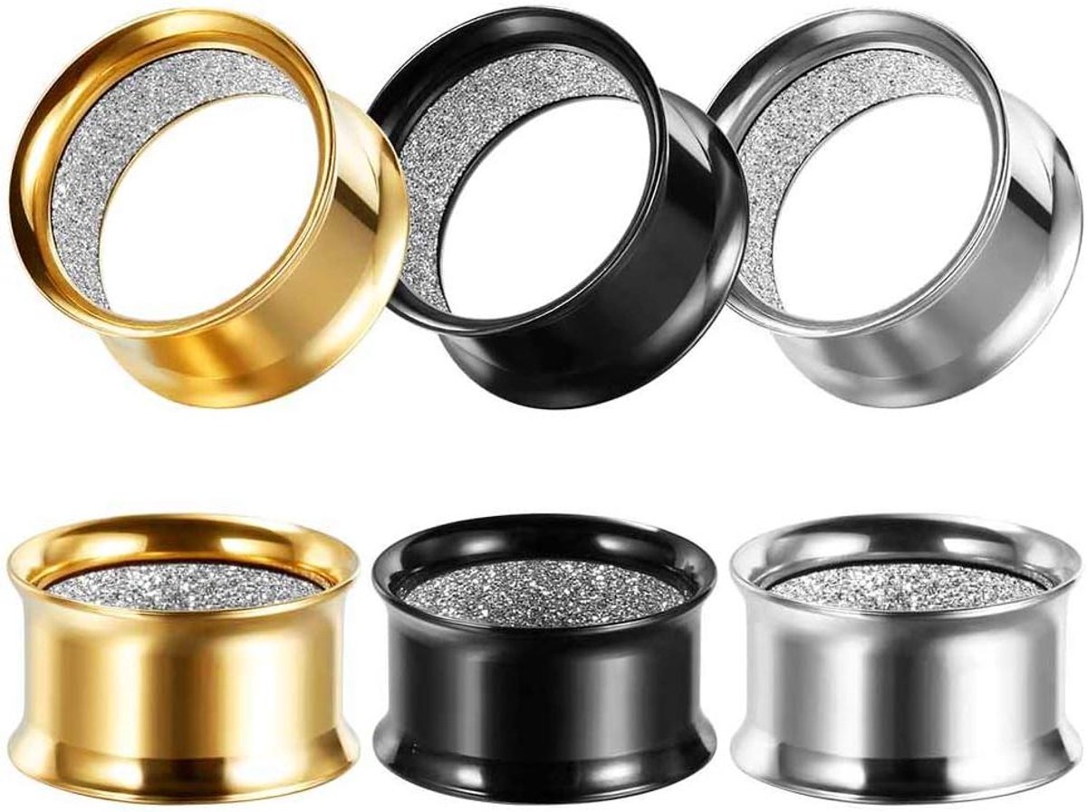 Inovra - Oortunnels en Oordopjes van Roestvrij Staal - 2 Stuks - Piercing en Stretchers van 8 mm tot 25 mm - Set van Geschroefde Oor Sieraden