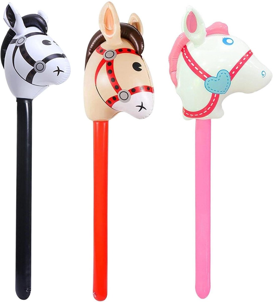 Inovra - Pack van 3 opblaasbare paardenhoofdtoys voor paarden - verjaardagsfeestdecoratie