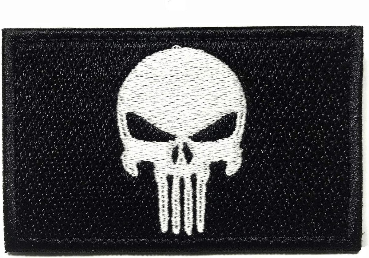 Inovra - Punisher opstrijkbare patch - Militaire patches voor rugzak - Borduurwerk opstrijkbaar
